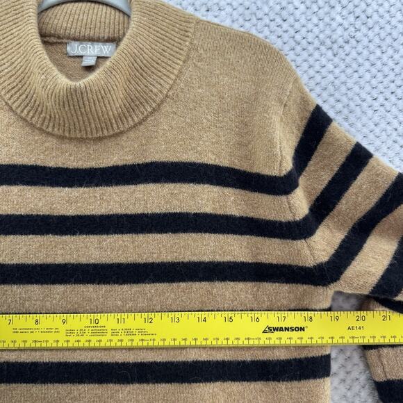 J CREW Sweater Womens XS Brown Black Striped PullOver Mock Neck Boxy Long Sleeve - Picture 8 of 10
